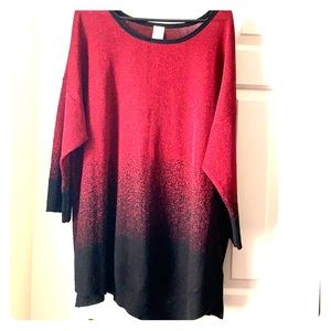 Sweater like Blouse. Red and Black Blend Size 4x